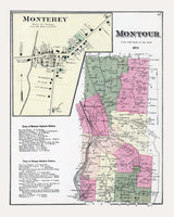 1874 Map of Montour Schuyler County New York