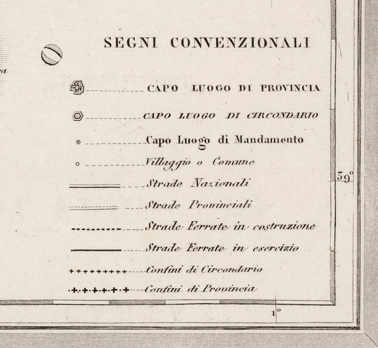 1865 Map of Sardinia Italy