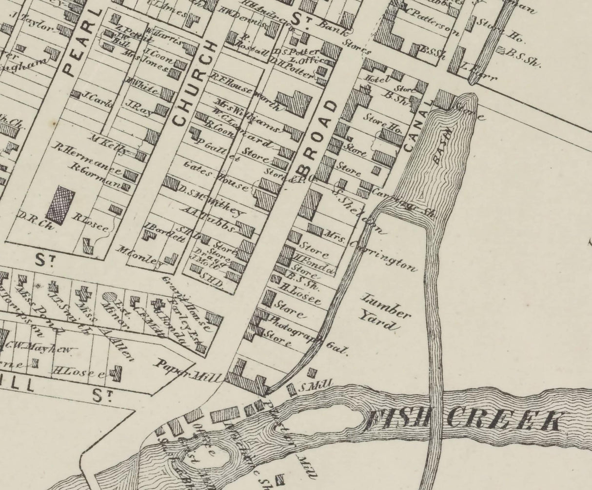 1866 Town Map of Schuylerville New York