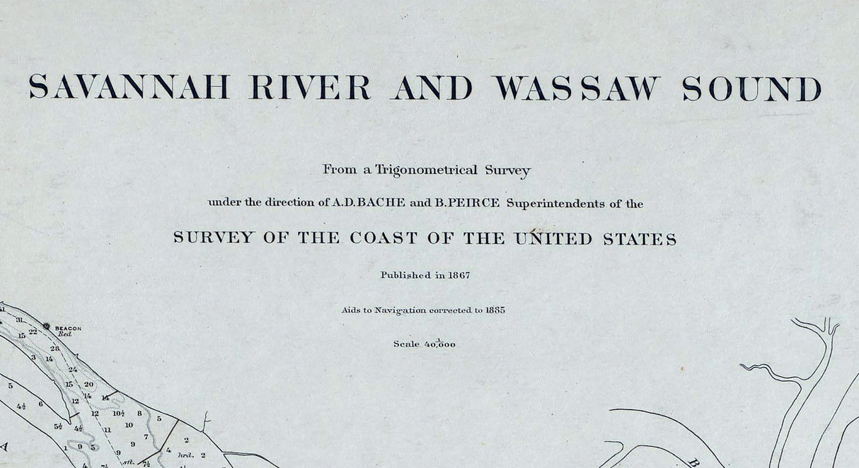 1878 Nautical Chart of Savannah River and Wassaw Sound Georgia