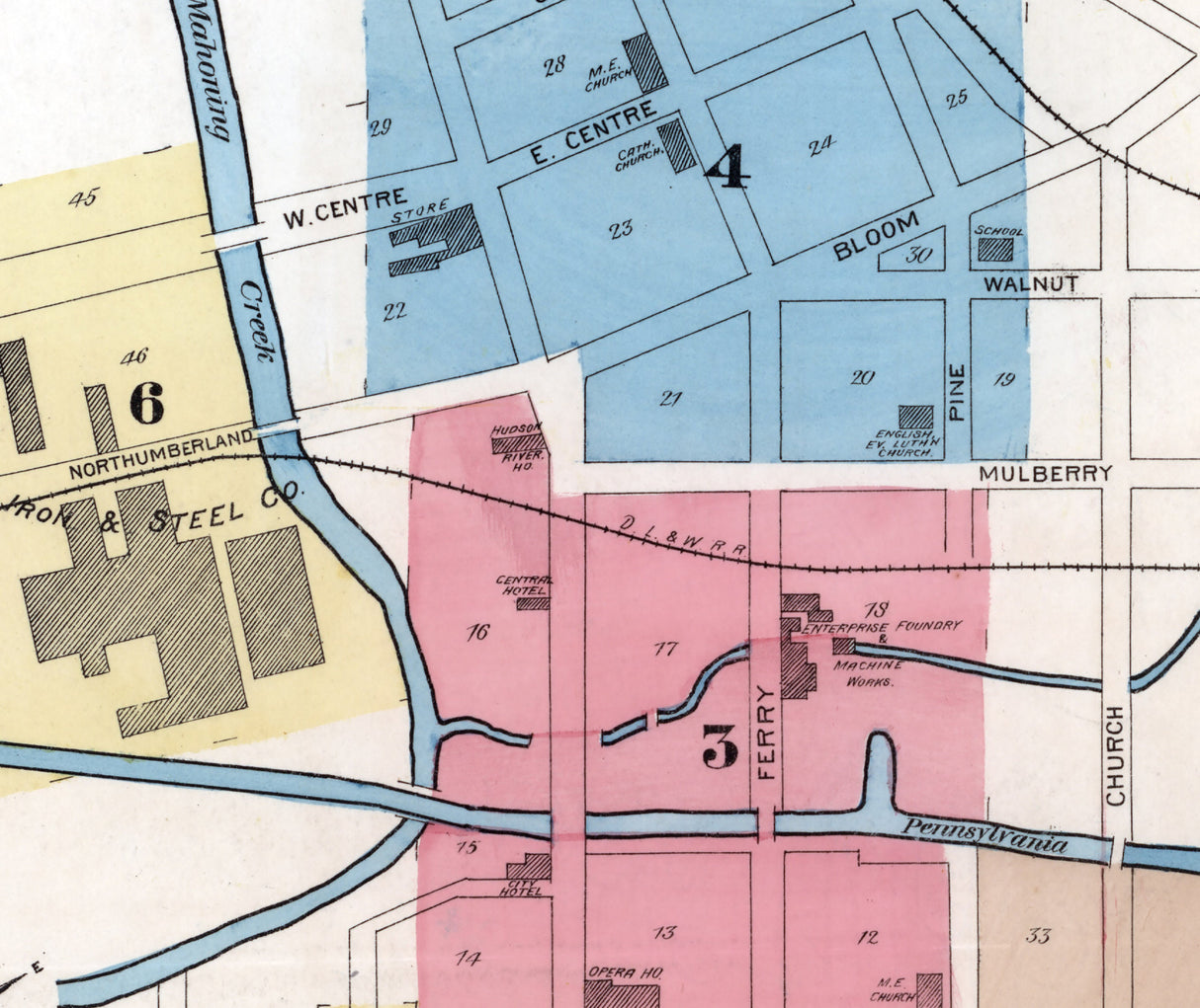 1885 Town Map of Danville Pennsylvania