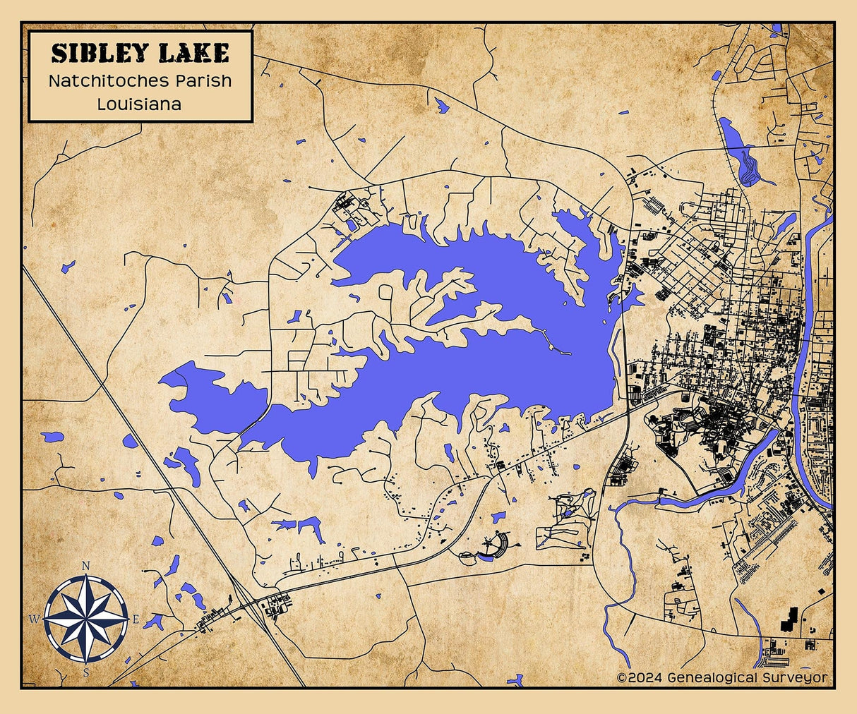 2024 Map of Sibley Lake Natchitoches Parish Louisiana