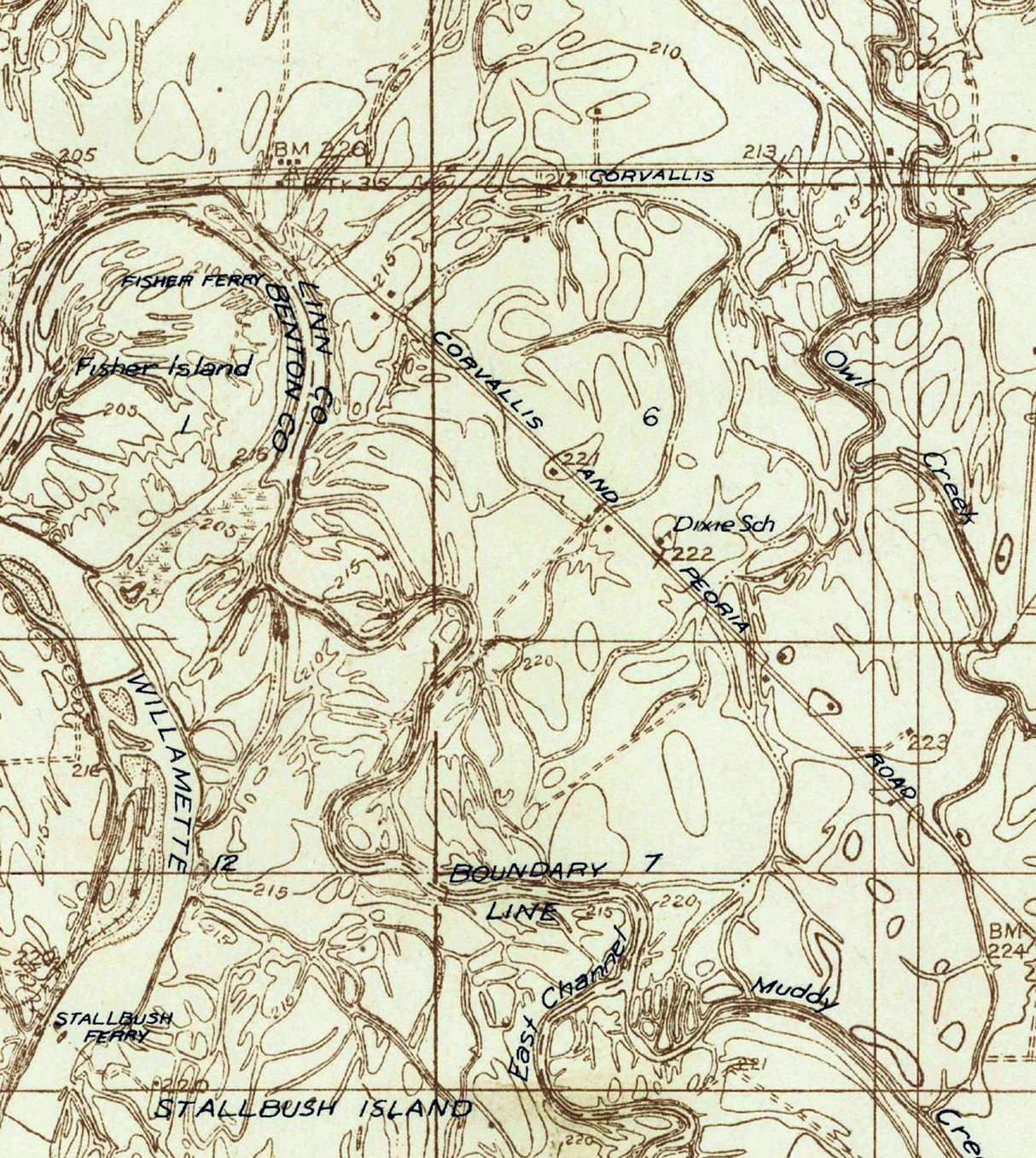 1913 Topo Map of Oakville Oregon