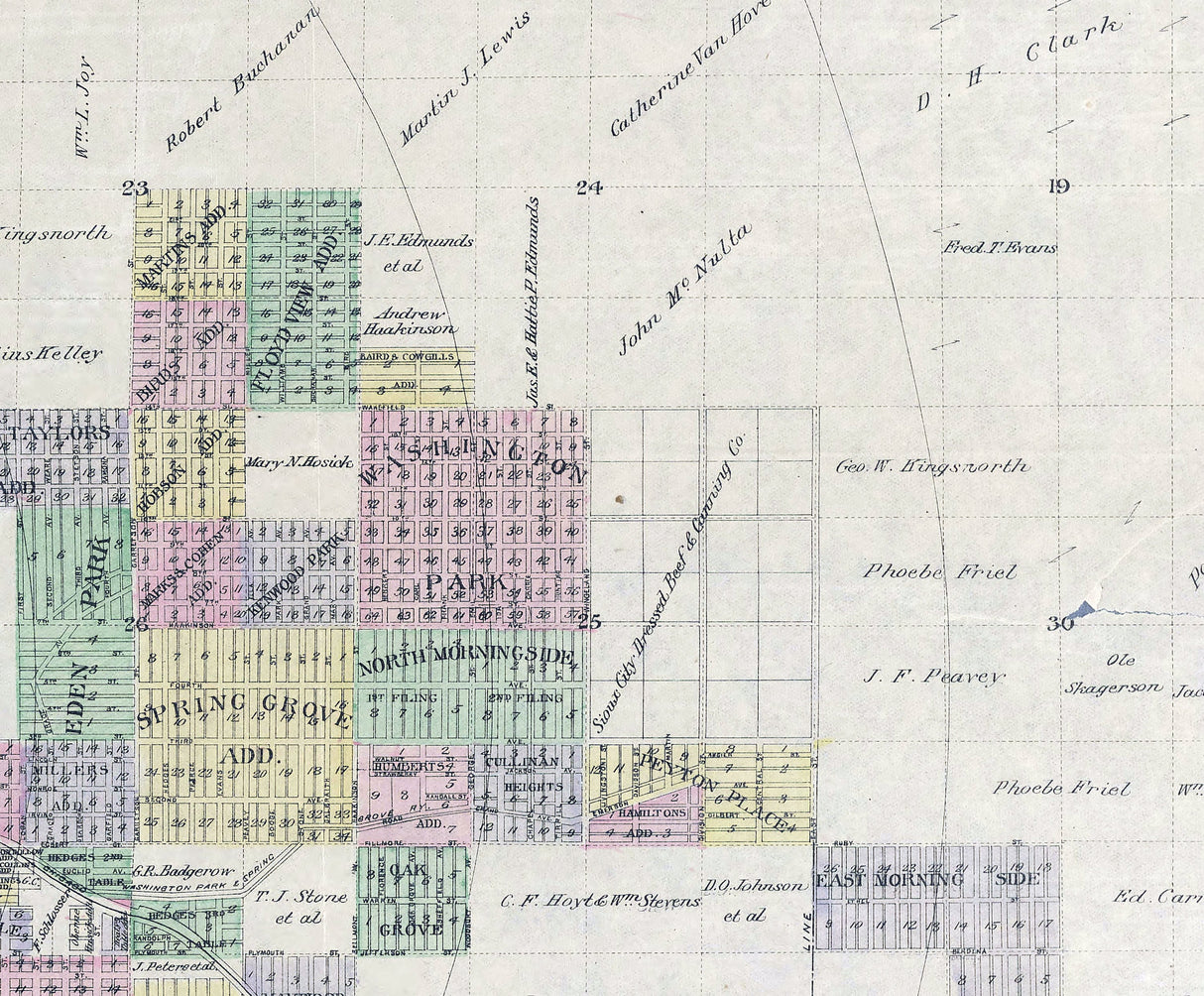 1893 Map of Sioux City Iowa