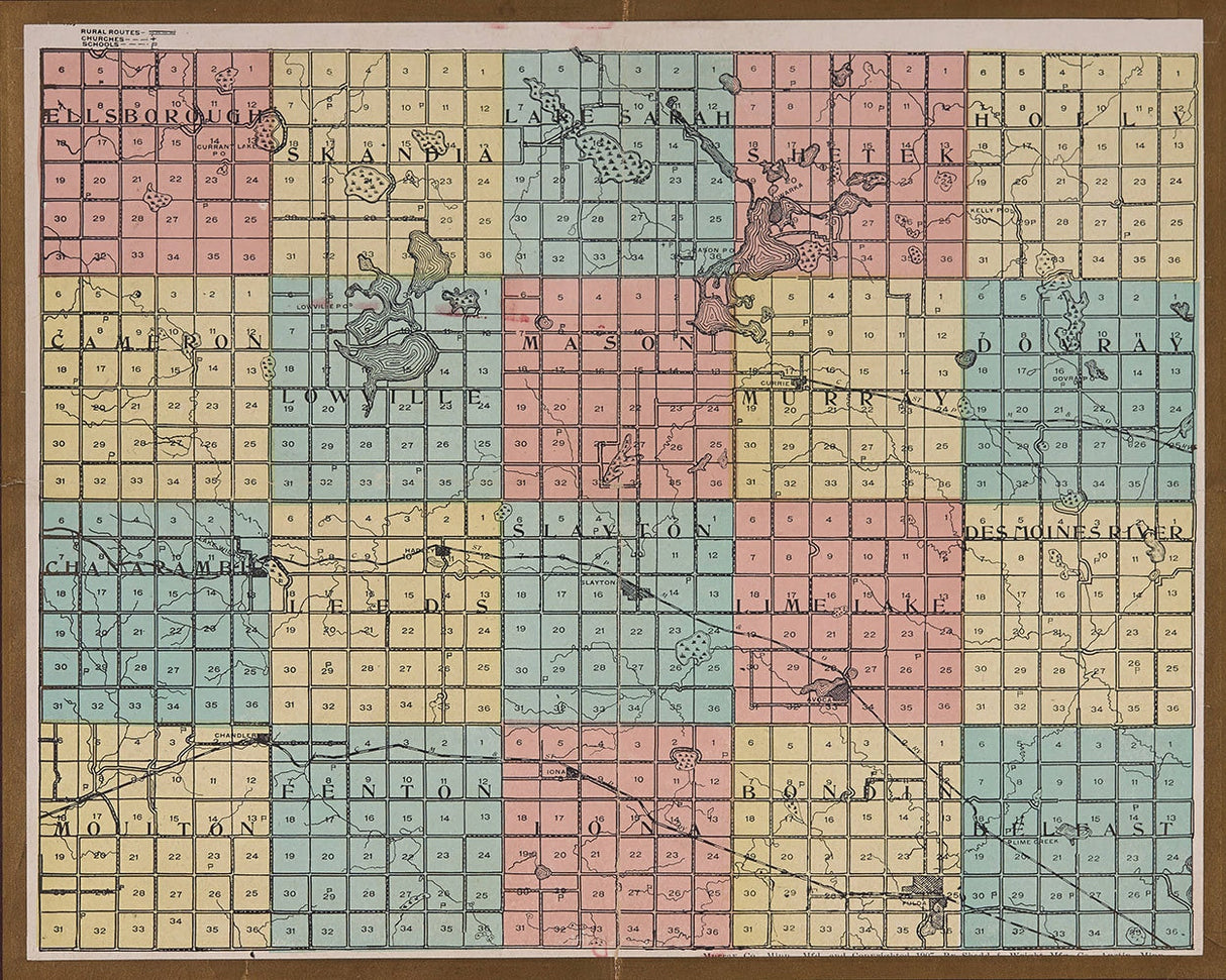 1907 Map of Murray County Minnesota