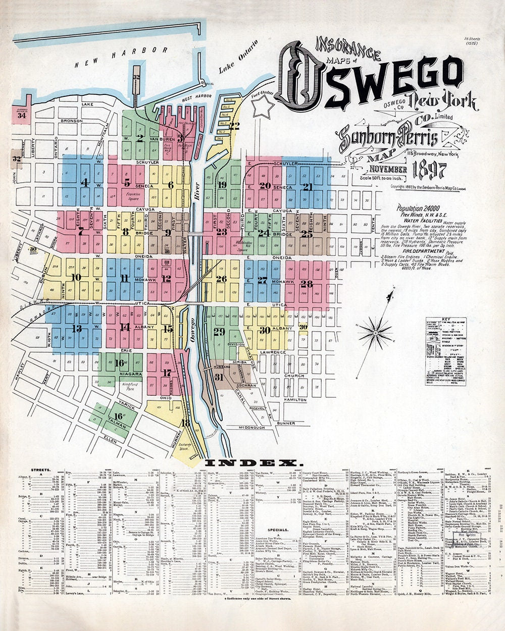 1897 Map of Oswego Oswego County New York