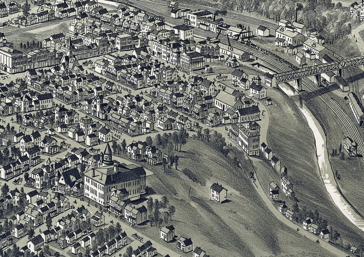 1897 Panoramic Map of Irwin Pennsylvania