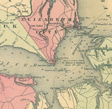 1898 Map showing Battle Field Locations of Virginia