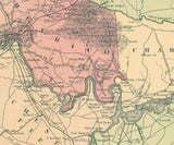 1898 Map showing Battle Field Locations of Virginia