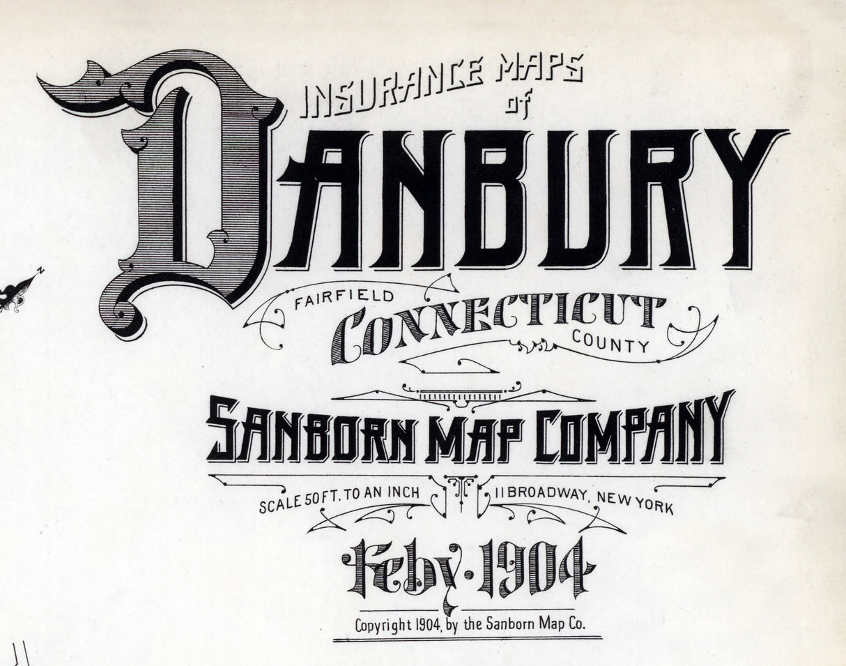 1904 Map of Danbury Fairfield County Connecticut