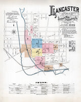 1889 Map of Lancaster Fairfield County Ohio