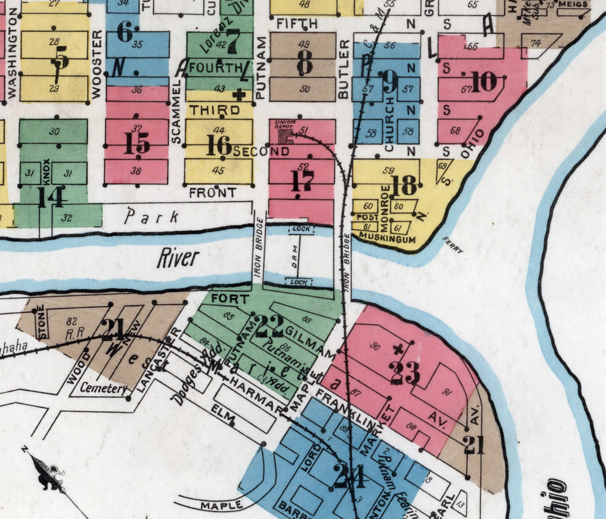 1900 Map of Marietta Washington County Ohio