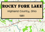 1961 Map of Rocky Fork Lake Highland County Ohio