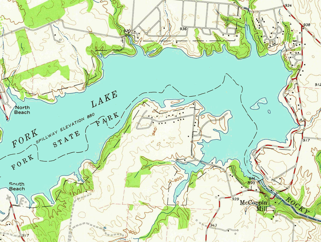 1961 Map of Rocky Fork Lake Highland County Ohio