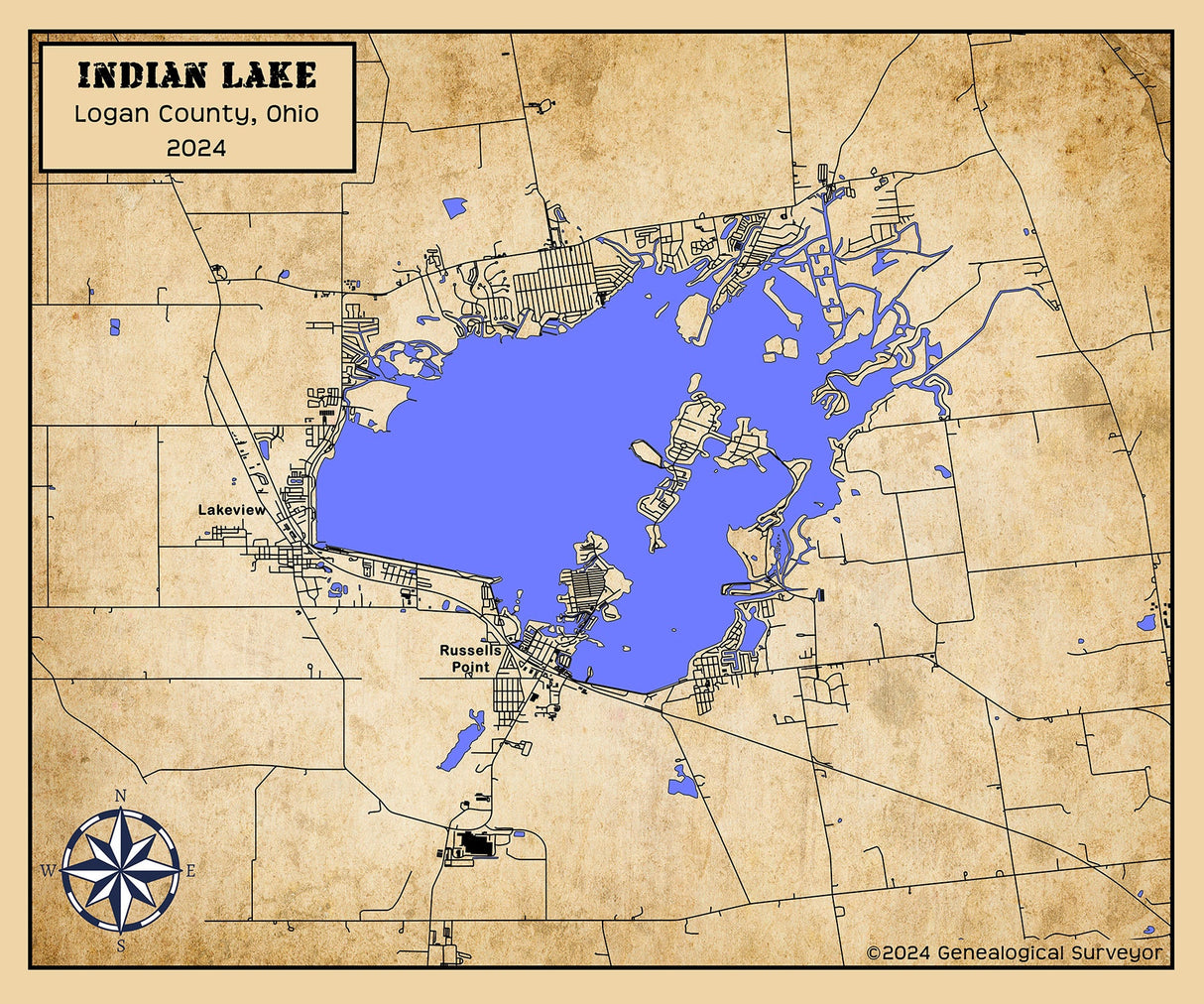 2024 Map of Indian Lake Logan County Ohio