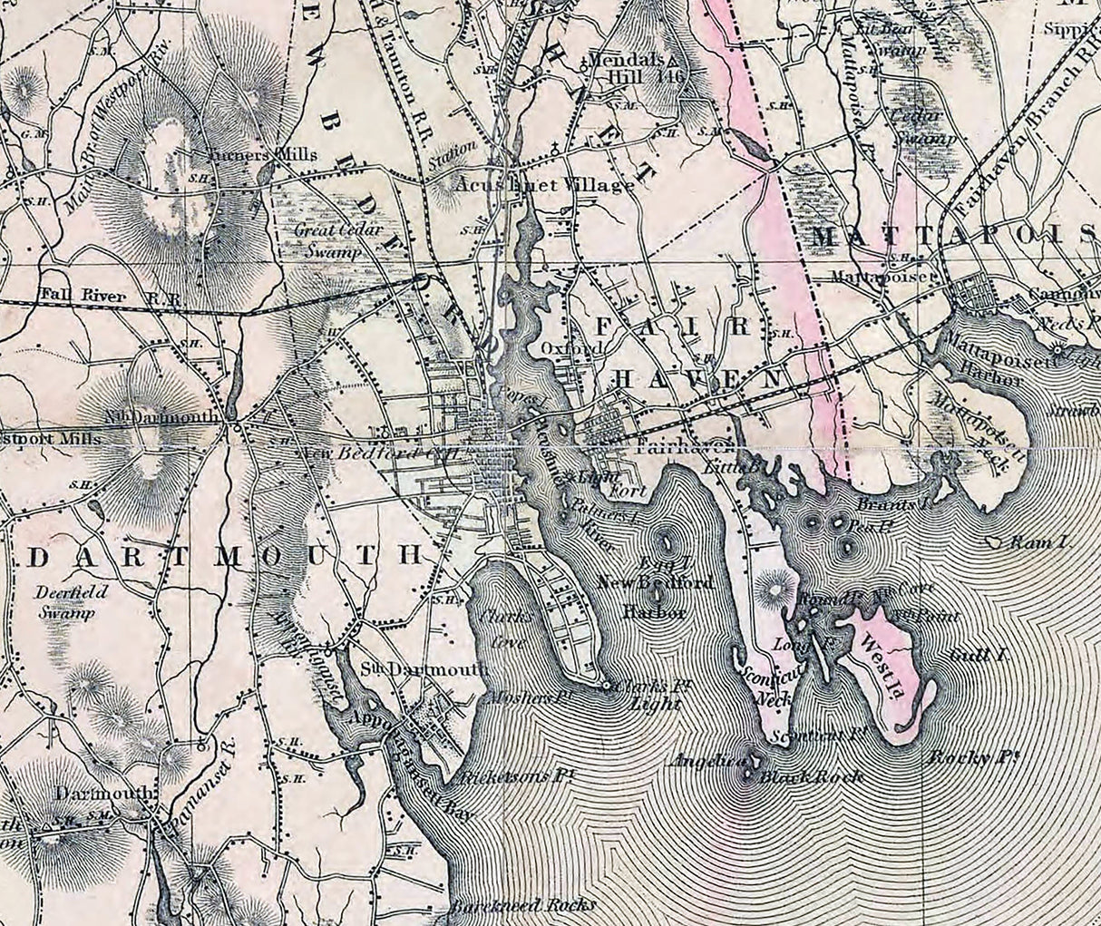 1860 Map of Bristol County Rhode Island