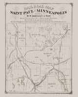 1875 Railroad Map of Saint Paul and Minneapolis