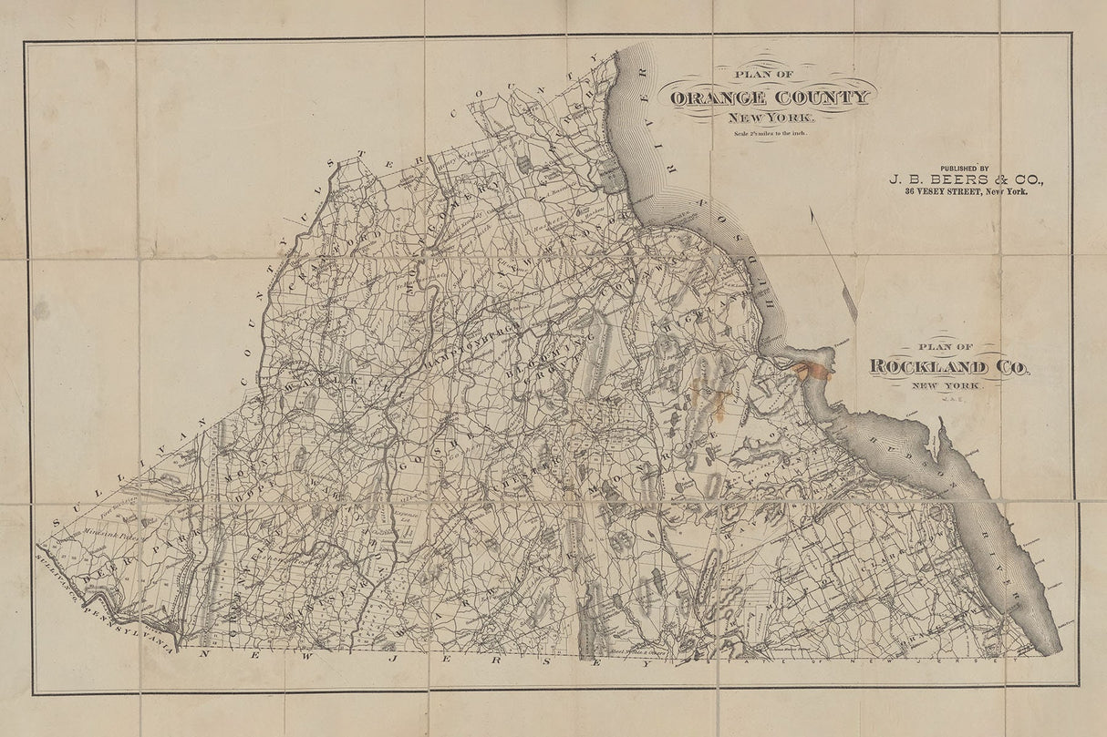 1880 Map of Orange County and Rockland County New York