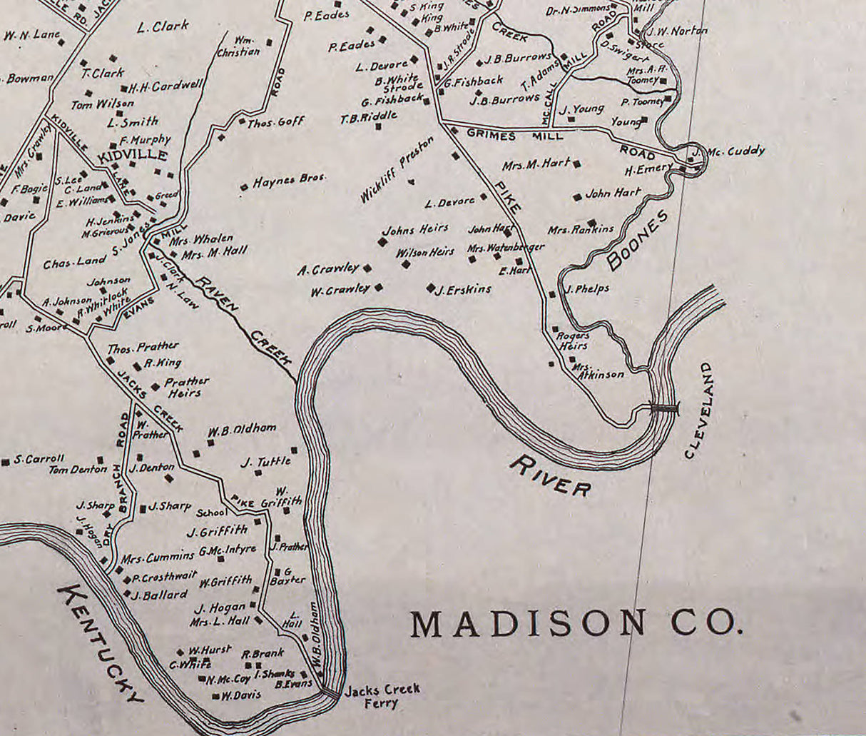 1904 Map of Fayette County Kentucky