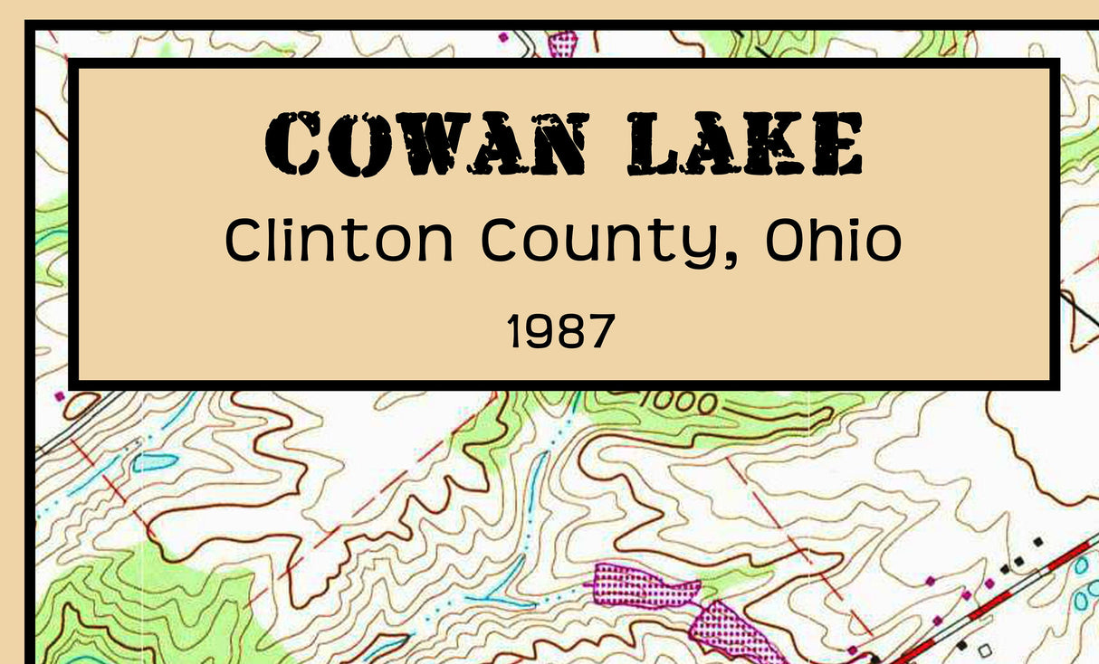 1987 Map of Cowan Lake Clinton County Ohio