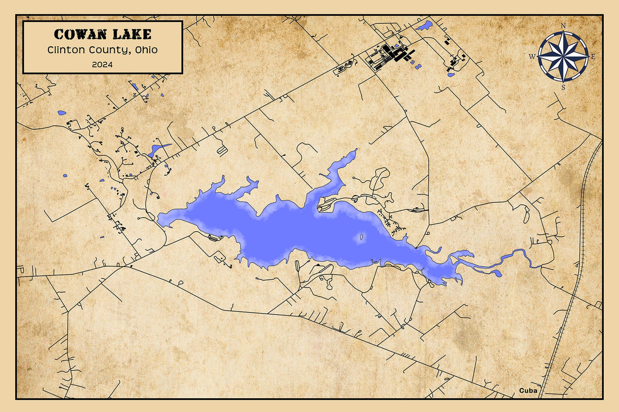 2024 Map of Cowan Lake Clinton County Ohio