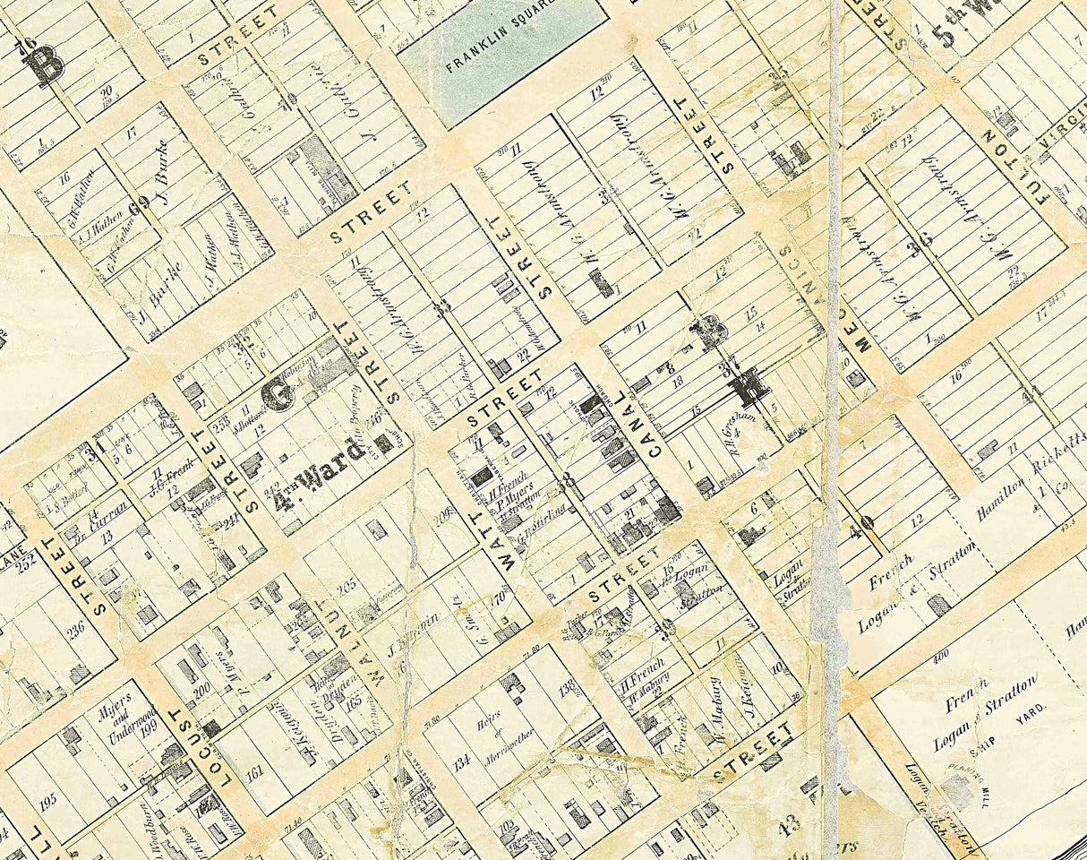 1855 Map of Jeffersonville Clark County Indiana