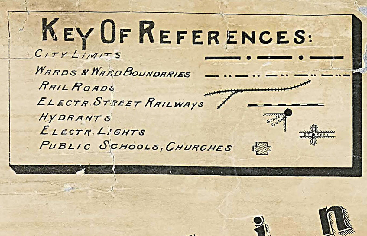 1900 Map of Vincennes Knox County Indiana