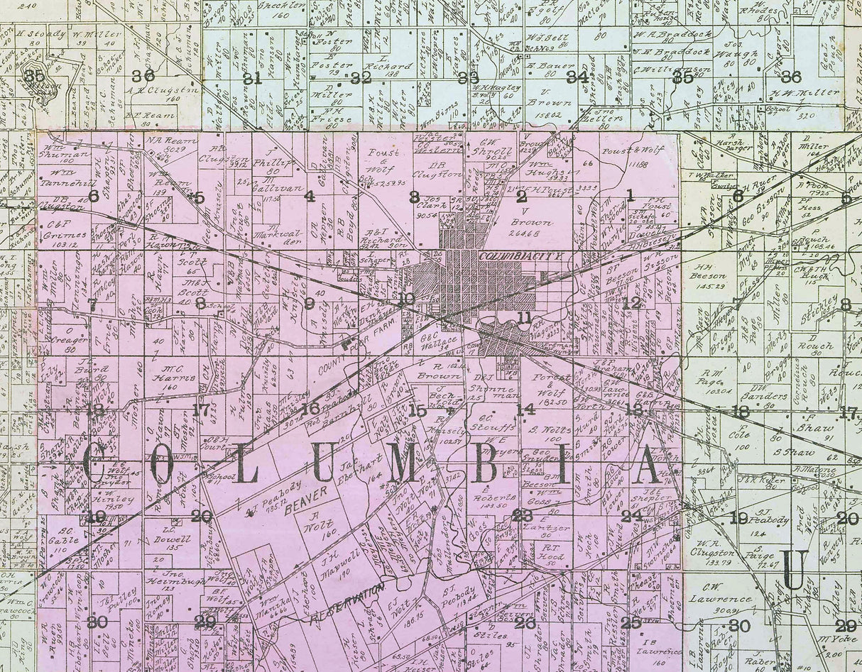 1902 Map of Whitley County Indiana