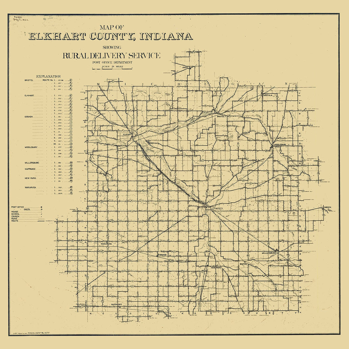 1909 Map of Elkhart County Indiana