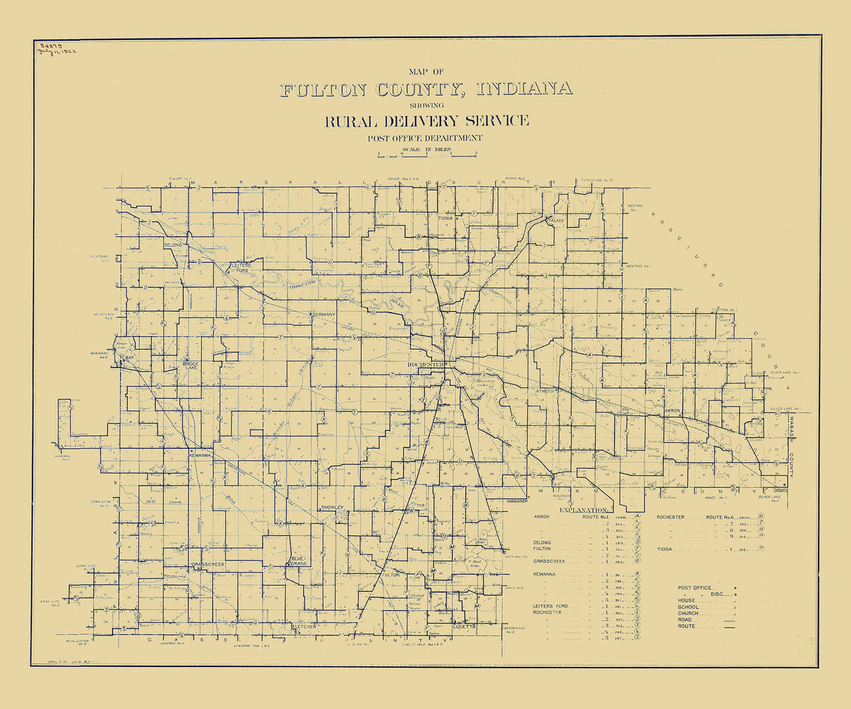 1911 Map of Fulton County Indiana