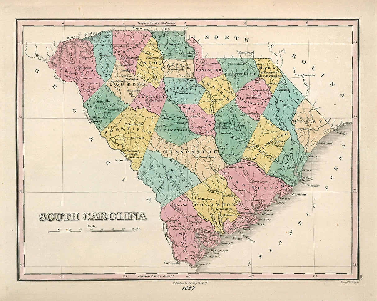 1827 Map of South Carolina