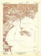 1944 Topo Map of Lynn Massachusetts Quadrangle