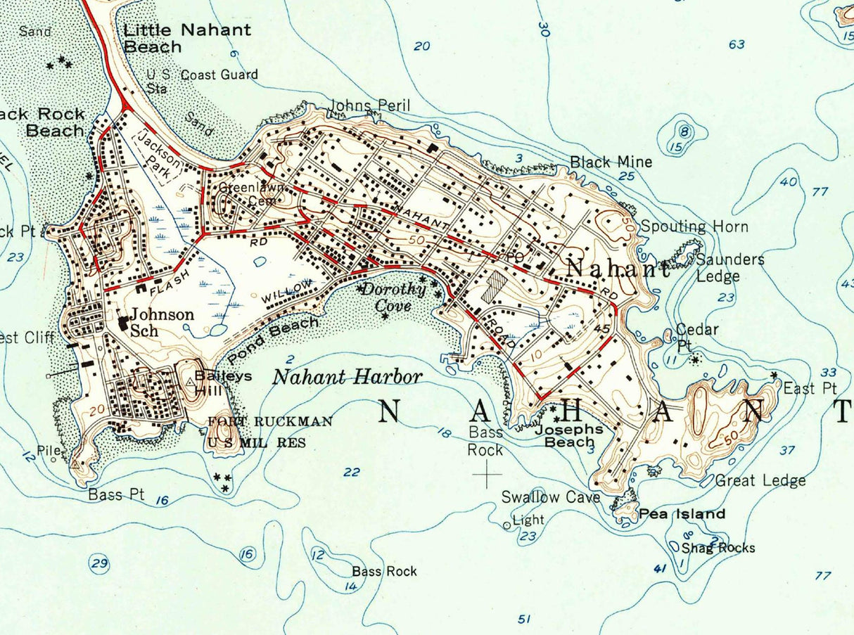 1957 Topo Map of Lynn Massachusetts Quadrangle