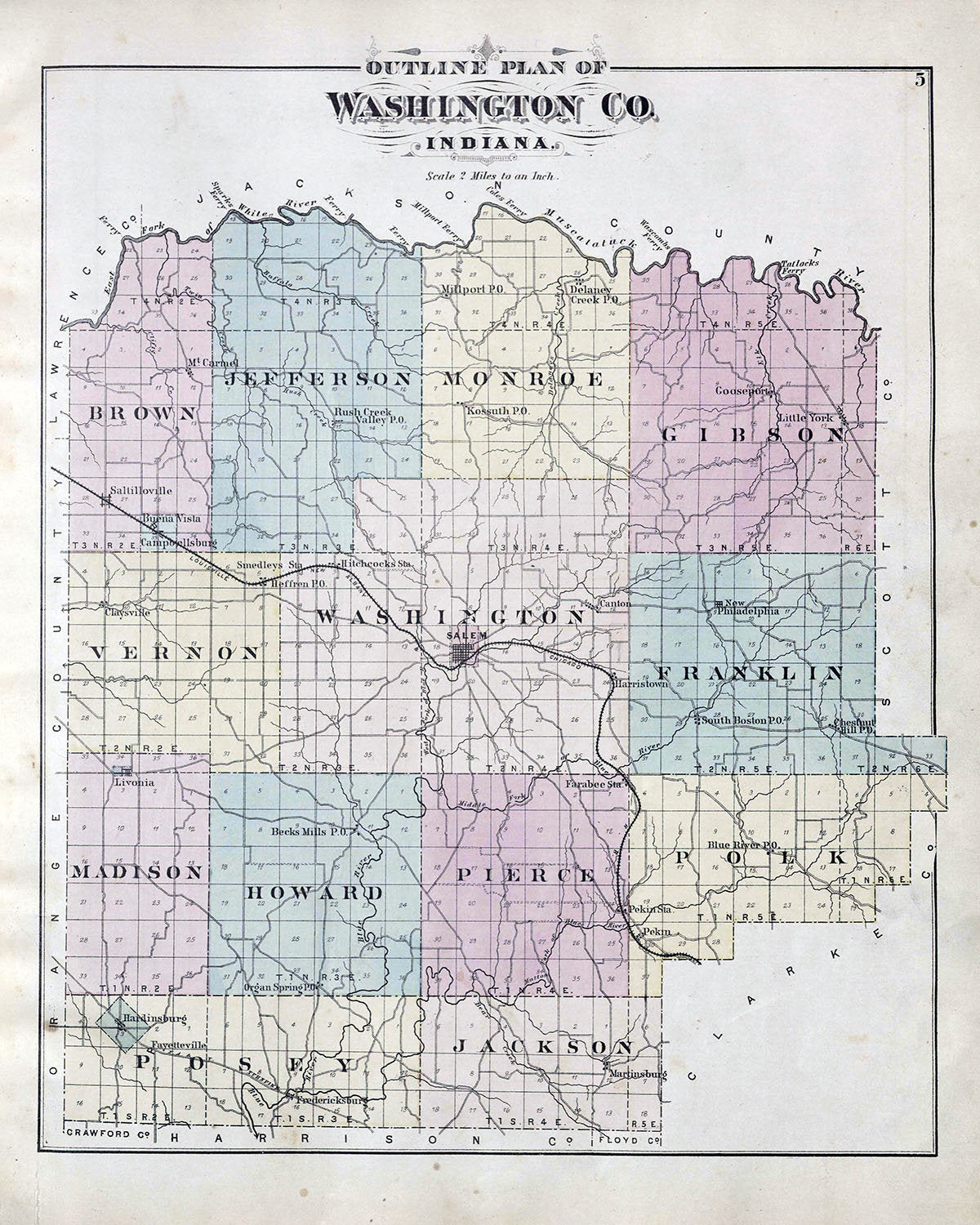 1878 Map of Washington County Indiana