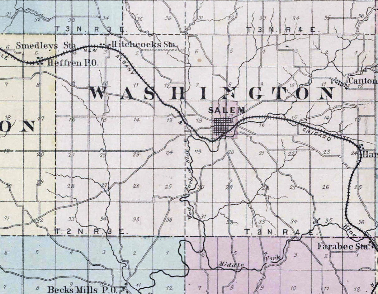 1878 Map of Washington County Indiana