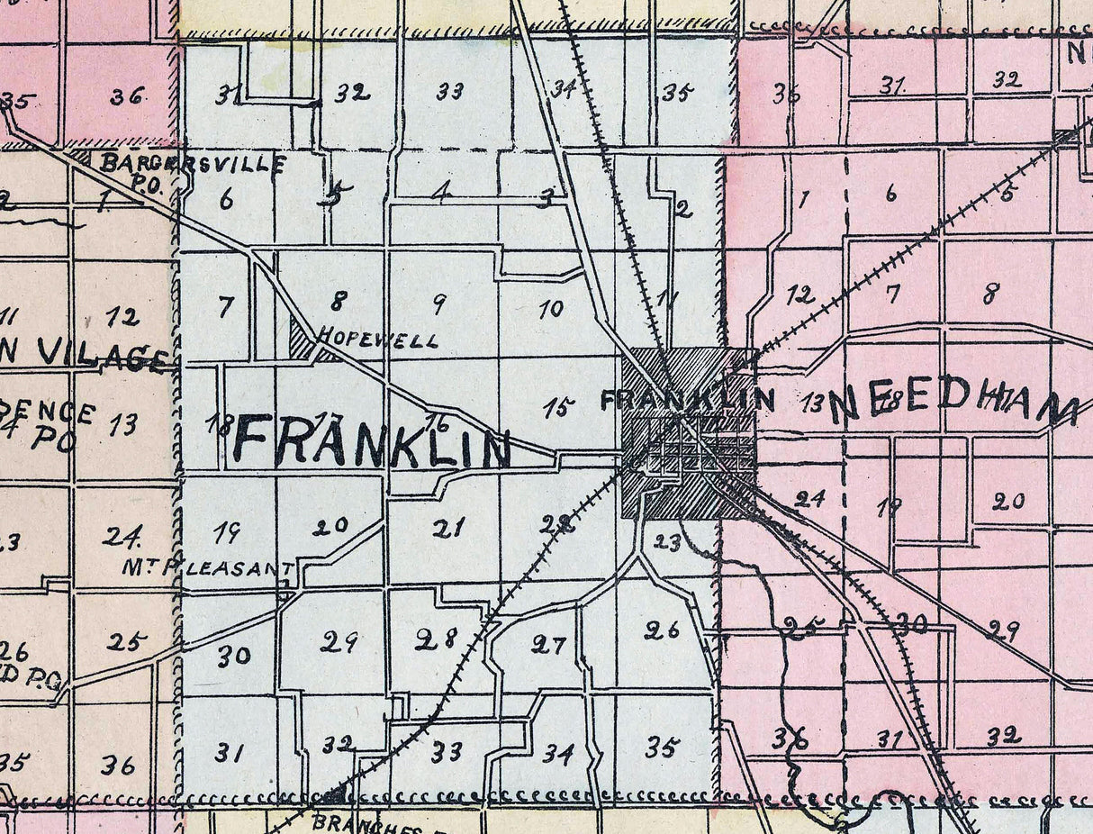 1900 Map of Johnson County Indiana