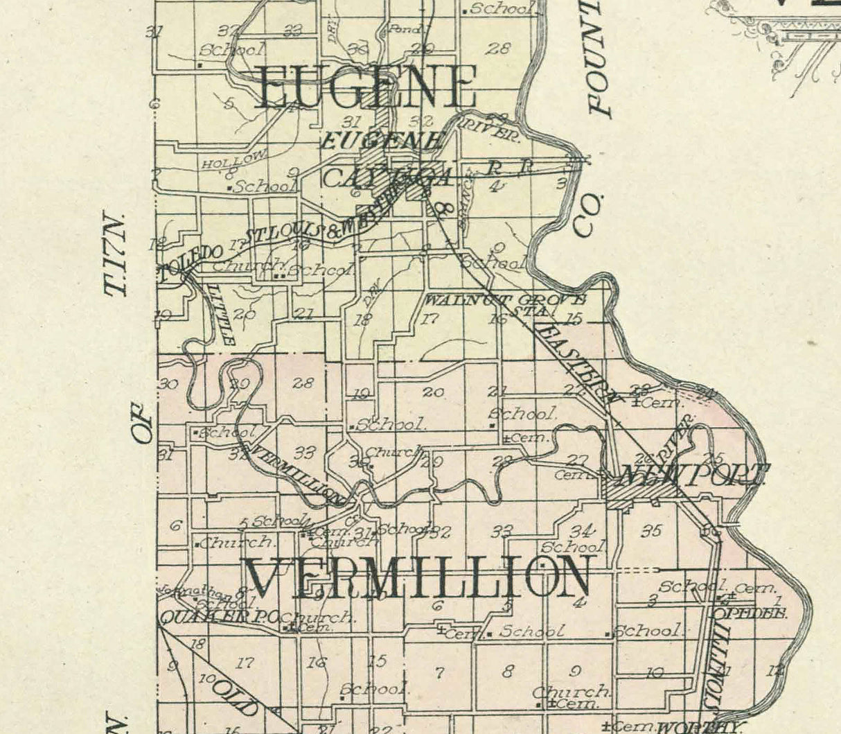 1909 Map of Vermillion County Indiana