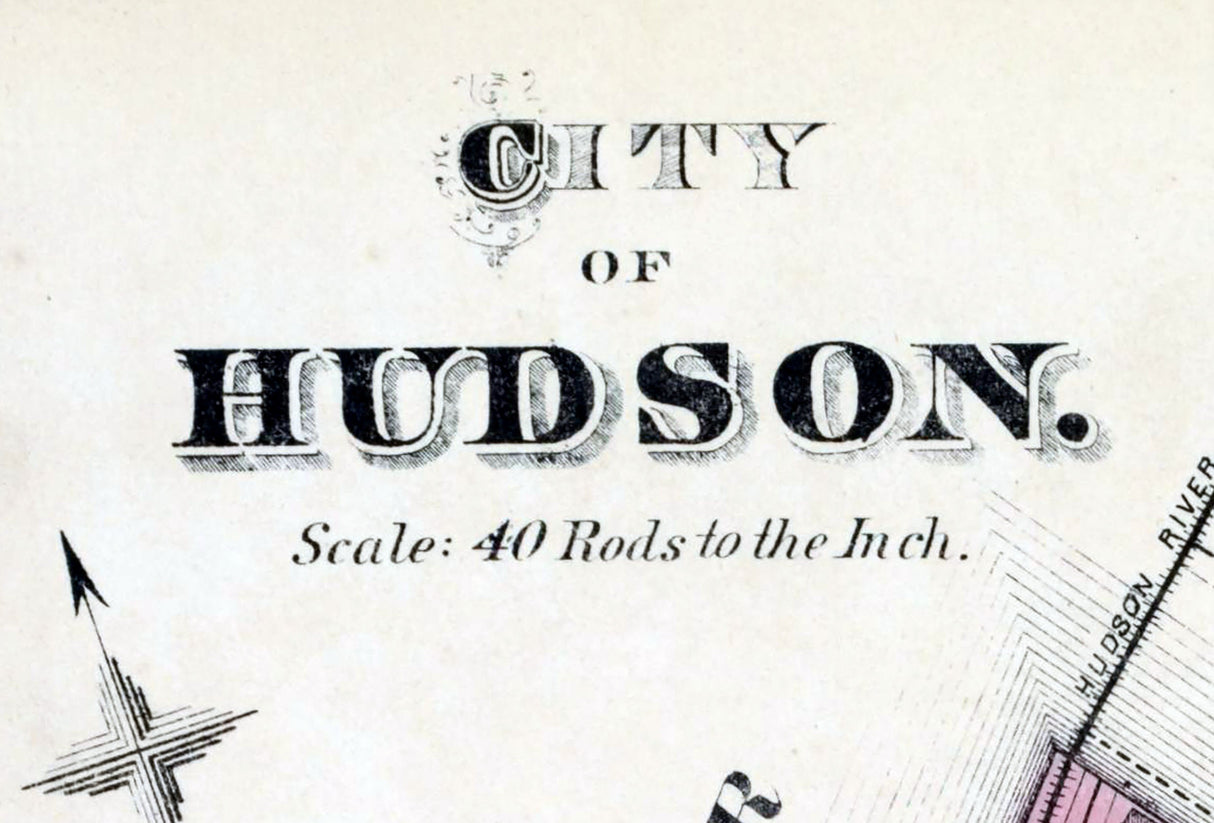 1873 Map of Hudson Columbia County New York