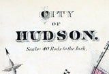 1873 Map of Hudson Columbia County New York