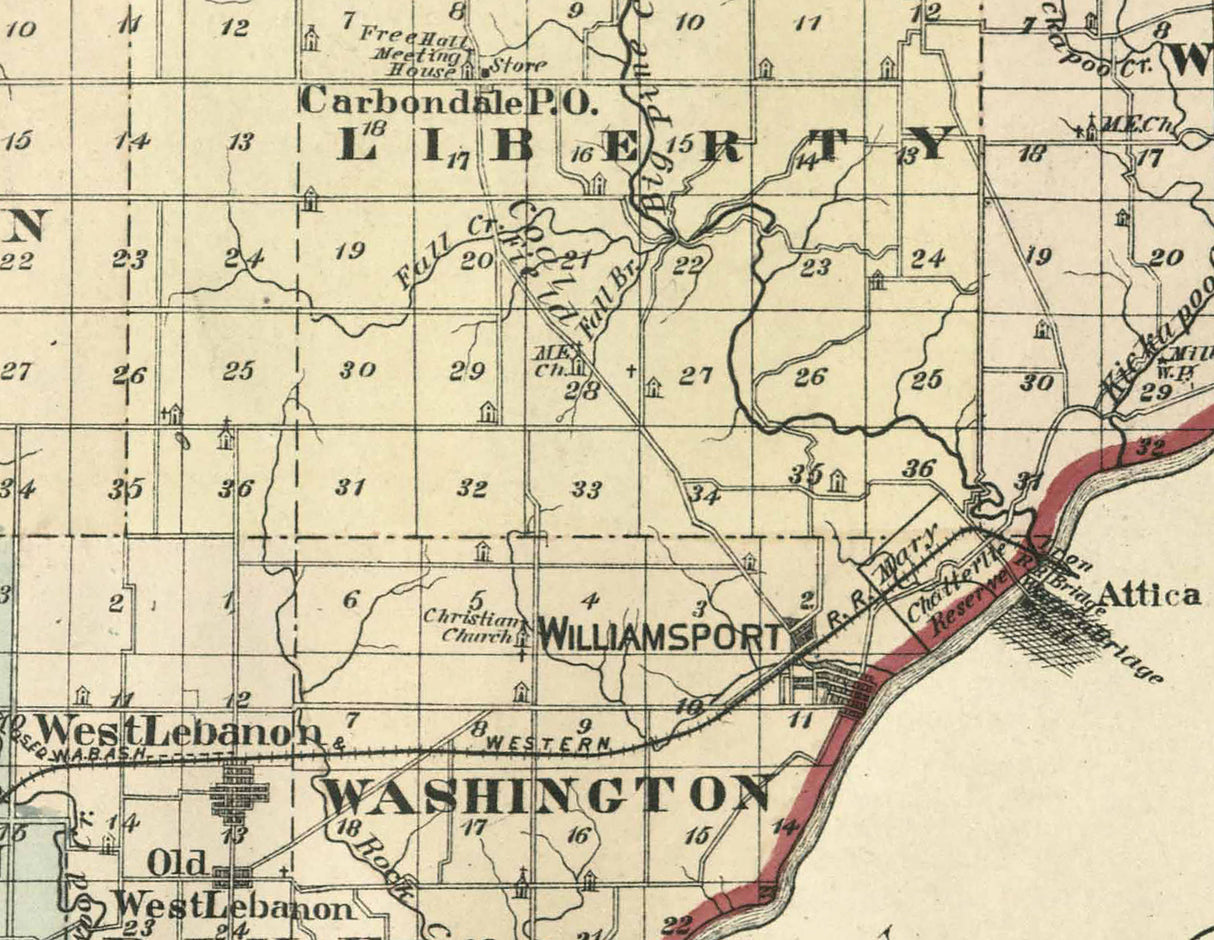 1877 Map of Warren County Indiana