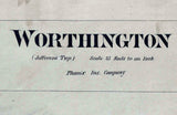 1879 Map of Worthington Greene County Indiana