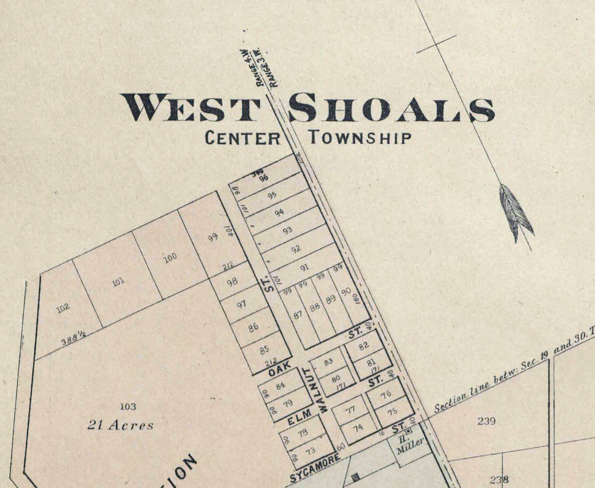 1892 Map of Shoals Martin County Indiana