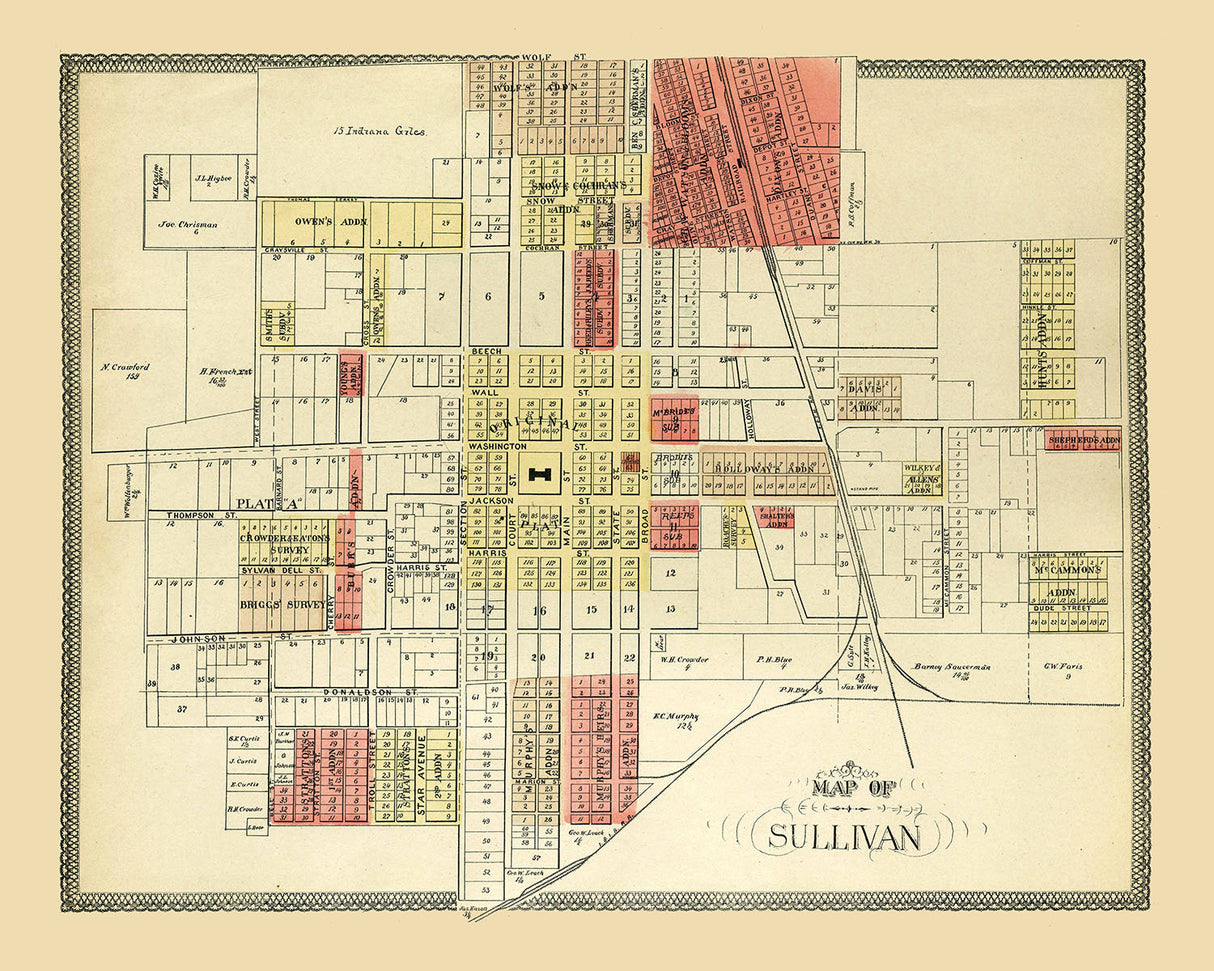 1899 Map of Sullivan Sullivan County Indiana