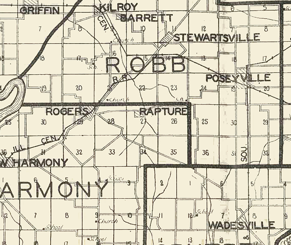 1926 Map of Posey County Indiana