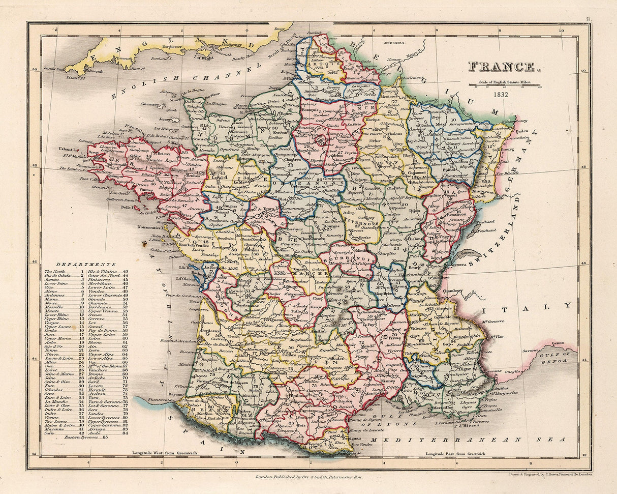 1832 Map of France