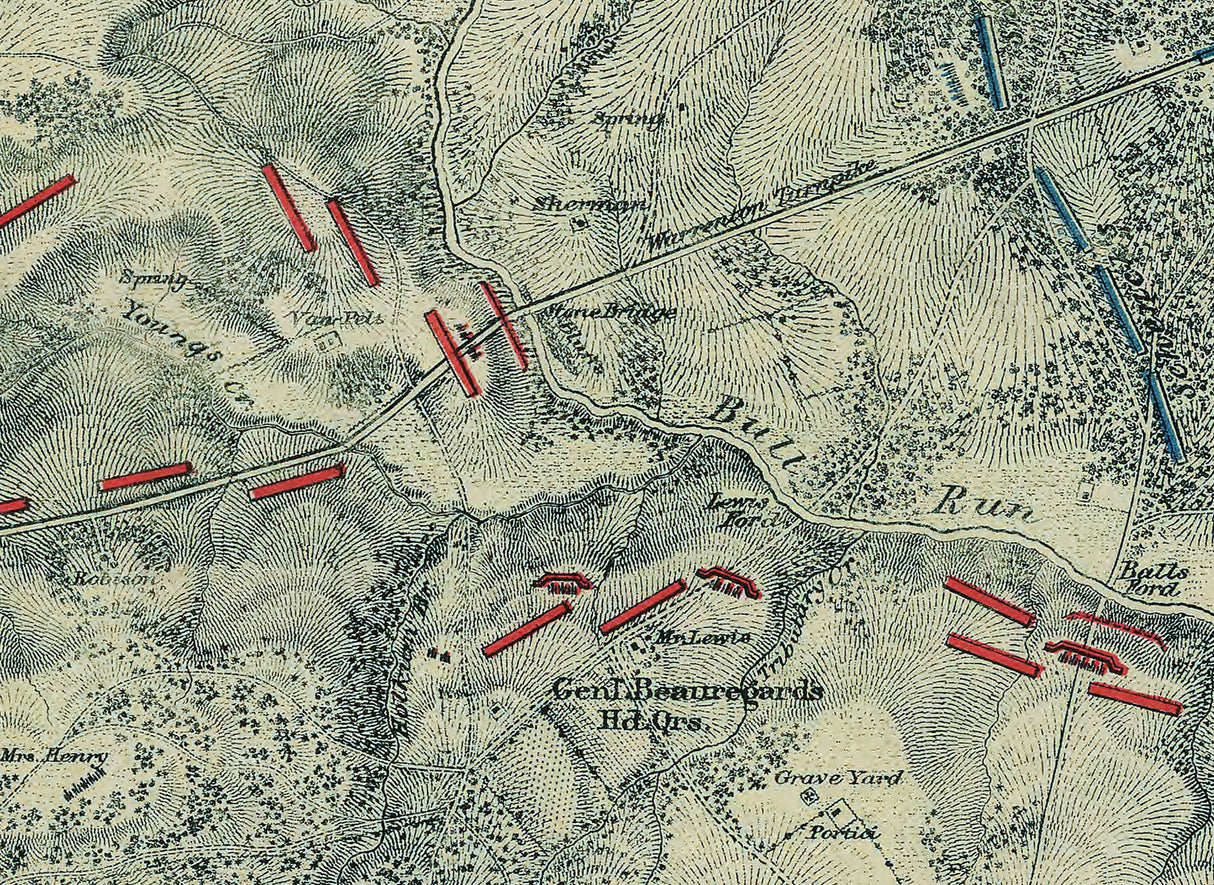 1861 Map of Bull Run Virginia Battlefield
