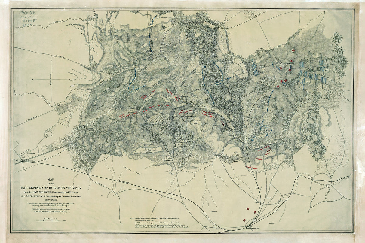 1861 Map of Bull Run Virginia Battlefield