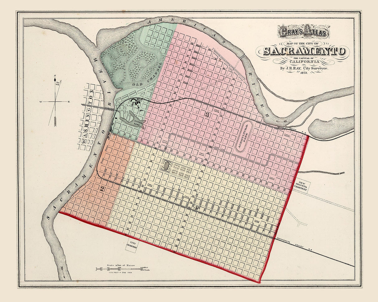 1873 Map of Sacramento California