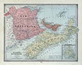 1883 Map of Nova Scotia and New Brunswick