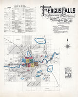 1890 Map of Fergus Falls Otter Tail County Minnesota